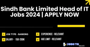 Sindh Bank Limited Head of IT Jobs 2024